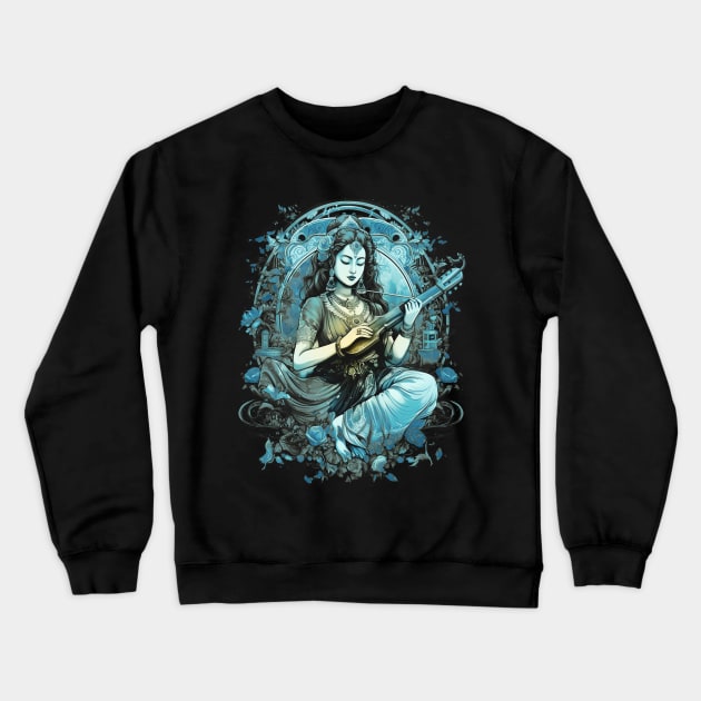 Sarasvati - The Goddess of Knowledge and Wisdom Crewneck Sweatshirt by Quick Beach